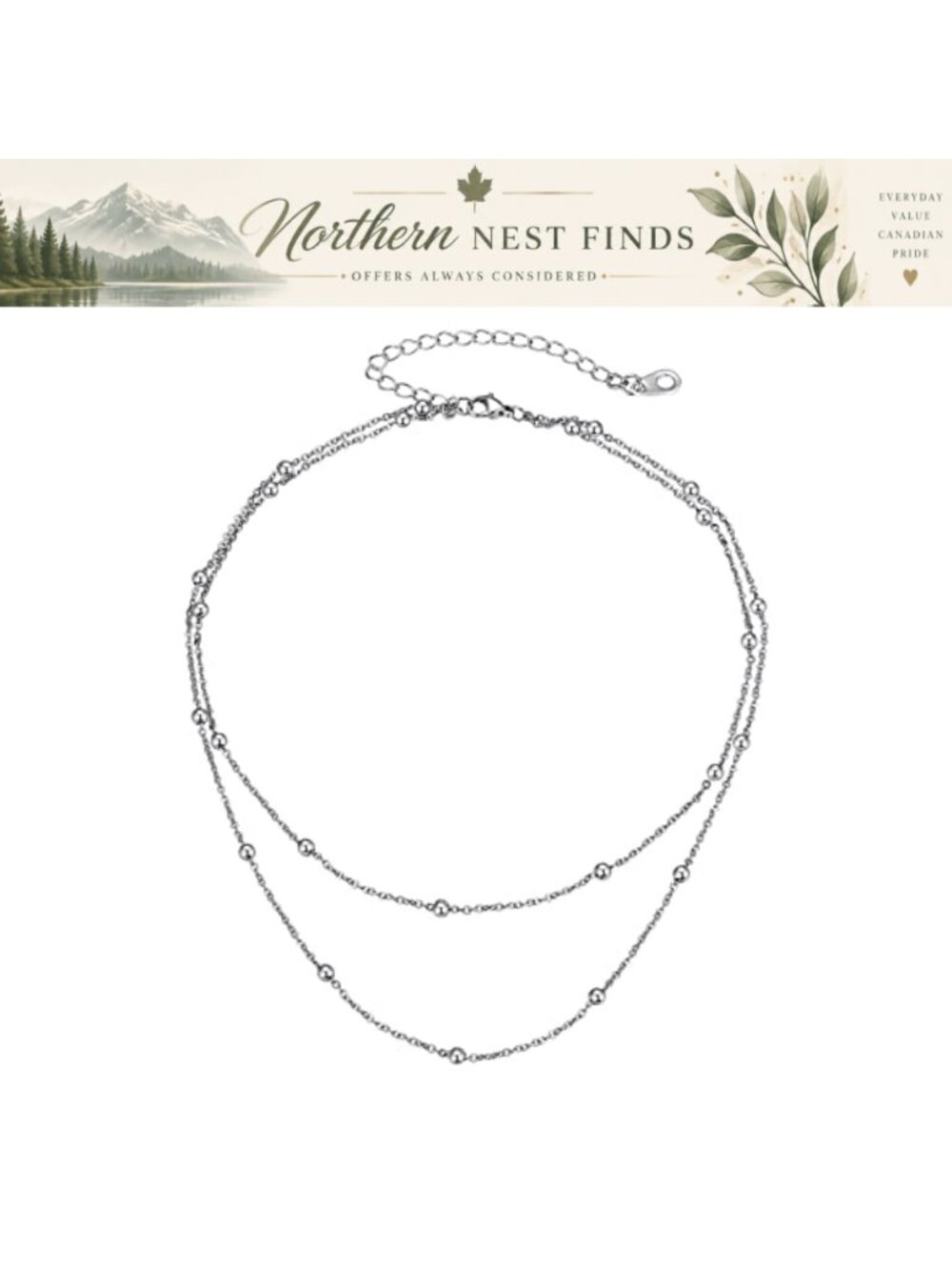 14K Gold Plated Choker Necklace 14+2 Inches Layered Stainless Steel